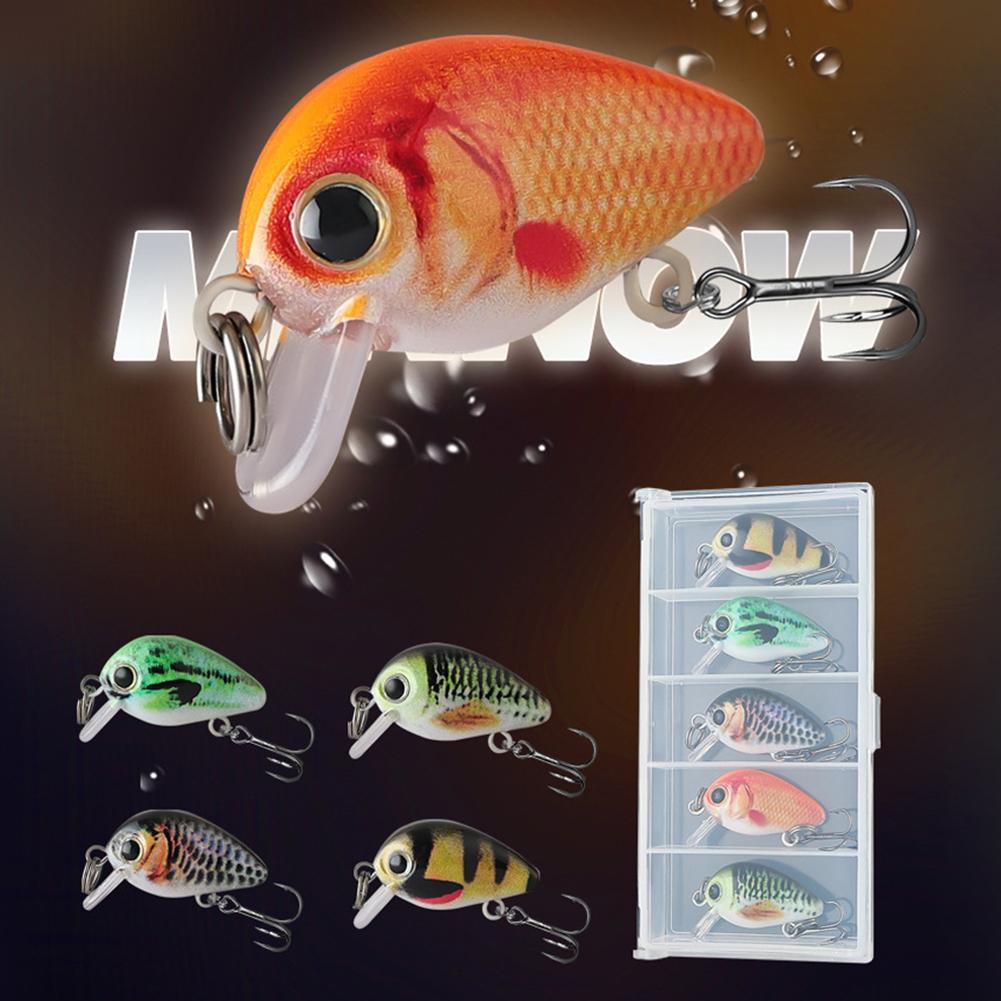 5pcs Mini Crankbait Fishing Lure 3cm 2g Floating Wobbler Artificial Hard Bait Fishing Bait for Trout Perch Bass
