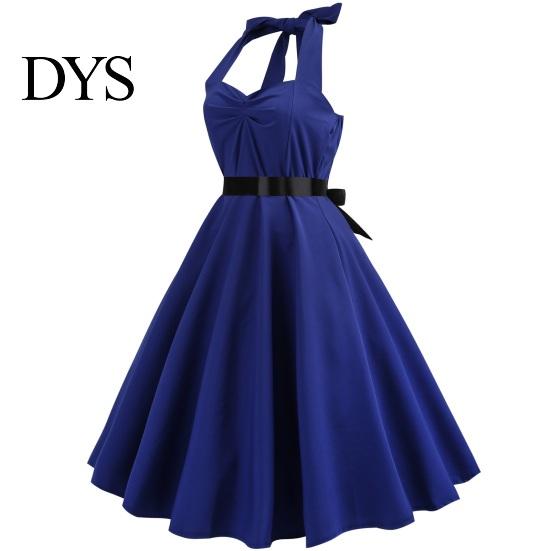 Ärmelloses Damenkleid Abend Schnürung Neckholder A-Linie Großer Schwung Rückenfrei Aus Retro Dame Schulter Unifarben Cocktailparty Hochzeit Midi
