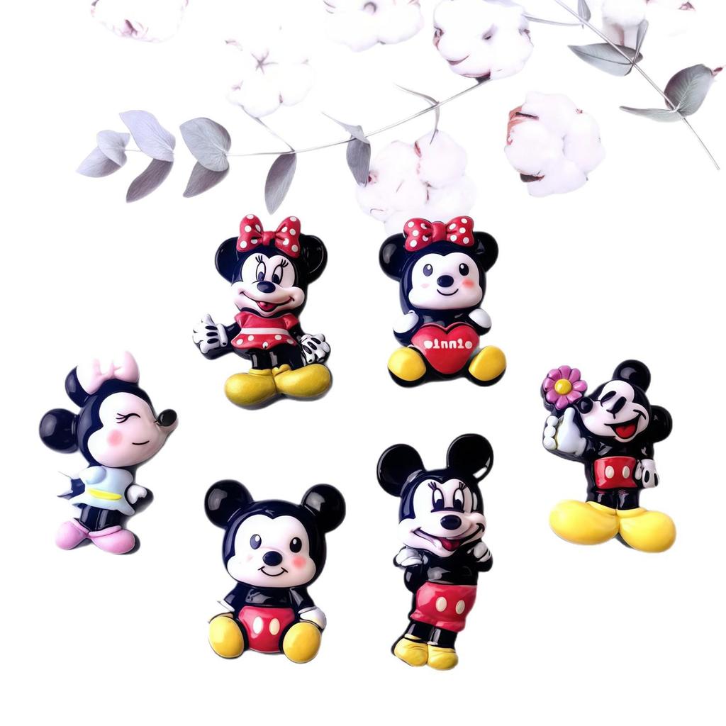 Mickey & Minnie Cartoon Resin DIY Accessories: Hair Clip, Side Clip, Cup Holder, Crocs Decor