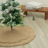Natural Burlap Christmas Tree Skirt Eco Friendly Durable Decoration For 24 36 48 Inch Trees With Adjustable Straps