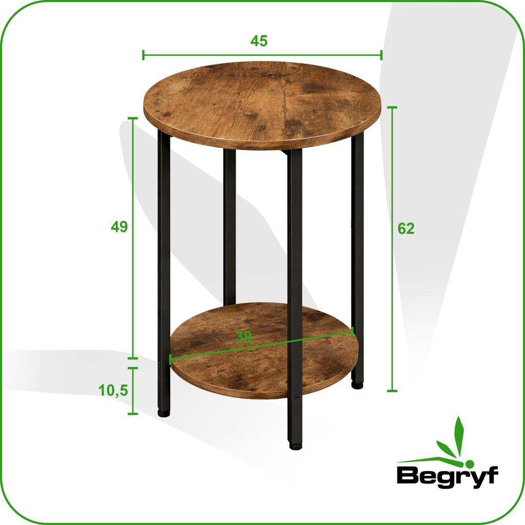 Round Nightstand Dark Brown Cabinet 45X45X62 And Handle
