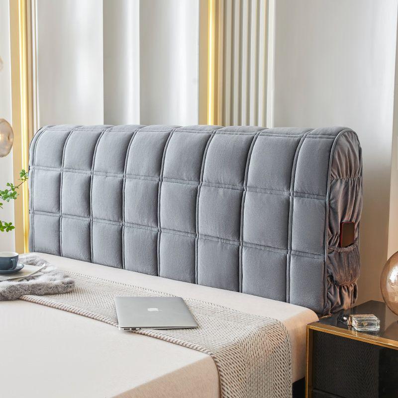 

2023 Новинка Кристальный бархат Прикроватный чехол Ткань Кожаная кровать Противоударная Доска для кровати Защита от царапин Машинная стирка Двусторонняя Lucky grid-Gray Length 120x high 70cm