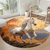 Horse Round Floor Rug Design for Living Rooms Kitchen Outdoor Bedrooms Antislip Round Carpet Anime Office Decor