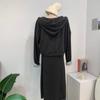 C S In The Room Women Stripe Two Way Hooded Zip Up Long dreSS Set 2Color
