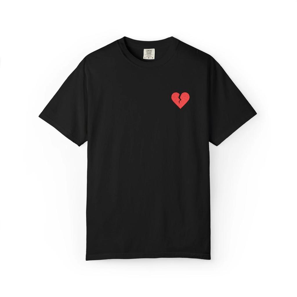 Heart Break Embroidery T-shirt, Unisex Tee, Emotional Stitch Design