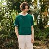CHALLENGER Men'S Big Logo Print Hooded Short Sleeve Woven Top Green