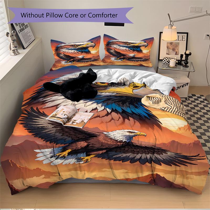 3pcs Eagle, Wildlife Duvet Cover Set -Includes 1 Duvet Cover and 2 Pillowcases, No Quilt Core, All-Season Home Decor Yy251111197