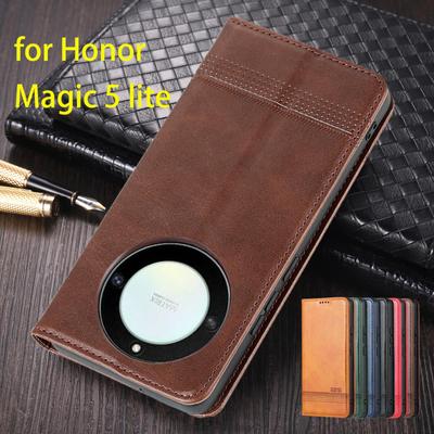 Magnetische Adsorption Leder Einbautasche für Huawei Honor Magic 5 lite /Honor Magic5 lite Flip Cover Schutzhülle Fundas Coque