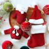 Hanging Stocking Socks, Santa Hat and Tree Ornaments Set, Festive Hanging Set for Holiday Display