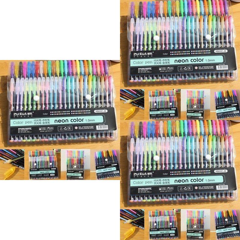 Basic Color Marker Set With 48 Fluorescent Pens For Students Art Projects And Doodle Creation