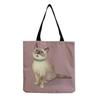 Women Vintage Linen Tote Bag - Large Capacity Cat Print Shoulder Handbag for Casual & Grocery Shopping KTB