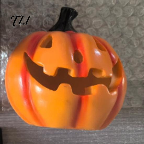 Easy Install Soil Insert Garden Stakes Solar Halloween Pumpkin Light, Waterproof LED Outdoor Resin Ghost Face Yard Lamp with Stake for Pathway