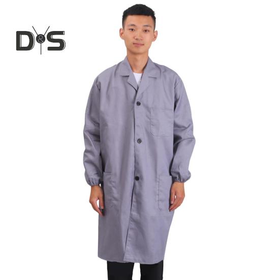 

Женское и мужское рабочее пальто с лацканами, длинными рукавами, эластичными манжетами, однотонная моющаяся рабочая куртка с карманом, однобортная верхняя одежда средней длины XXXL