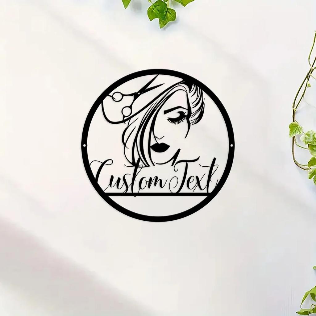 Custom Hair Stylist Sign Metal Wall Art Decor Personalized Salon Name Logo
