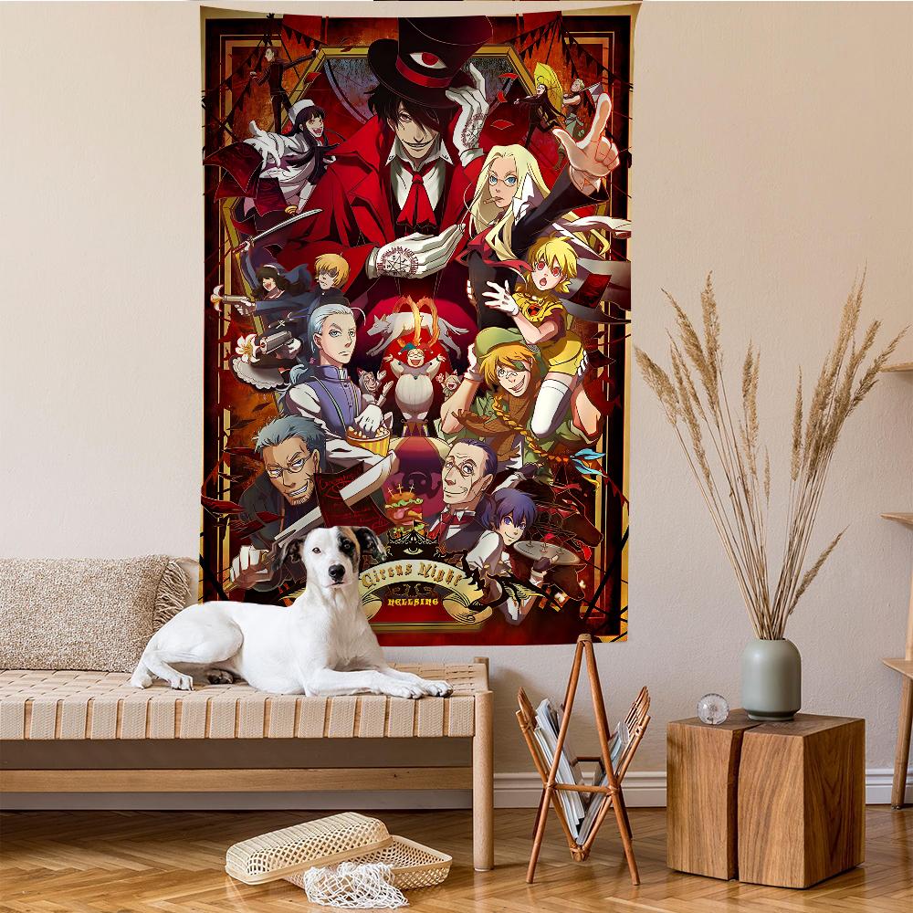 Hellsing Game Anime Tapestry Hippie Flower Wall Carpets Dorm Decor Wall Hanging Home Decor