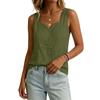 Women's Casual Sleeveless V Neck Loose Fit Solid Color Tank Top Lightweight Summer Blouse for Daily Wear and Outdoor Activities