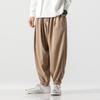 Cotton and linen elastic waist large size Harlan pants retro bloomers Hong Kong style wide leg wide leg leggings