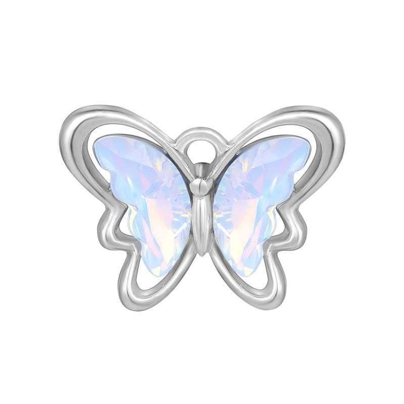 Colorful Crystal Heart Bow Knot Butterfly Sun Pendant Beads Stainless Steel Charms Earrings Necklace Woman Jewelry DIY Making