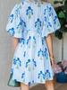 2026 Florales V-Ausschnitt Kurzarm Damenkleid - Europäischer & Amerikanischer Trend