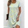 Women's Bohemian Floral 3D Print A-Line Dress with Short Sleeves Vibrant Multicolor Flower Pattern Female Clothing Casual Dress