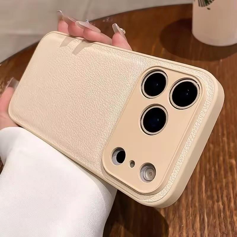 Vogue Lychee Leather Cell Phone Case for iPhone 17Pro 16 15 Plus 14 13 12 11 17 Pro Max iPohne Air TPU Frame Back Armor Cover
