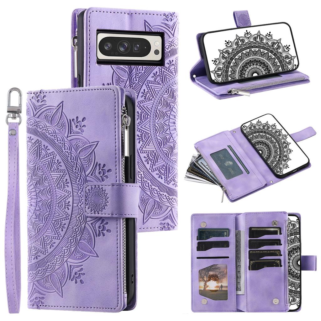 Style 006 For Google Pixel 10 Pro XL Wallet Case PU Leather Phone Cover Mandala Flower Pattern