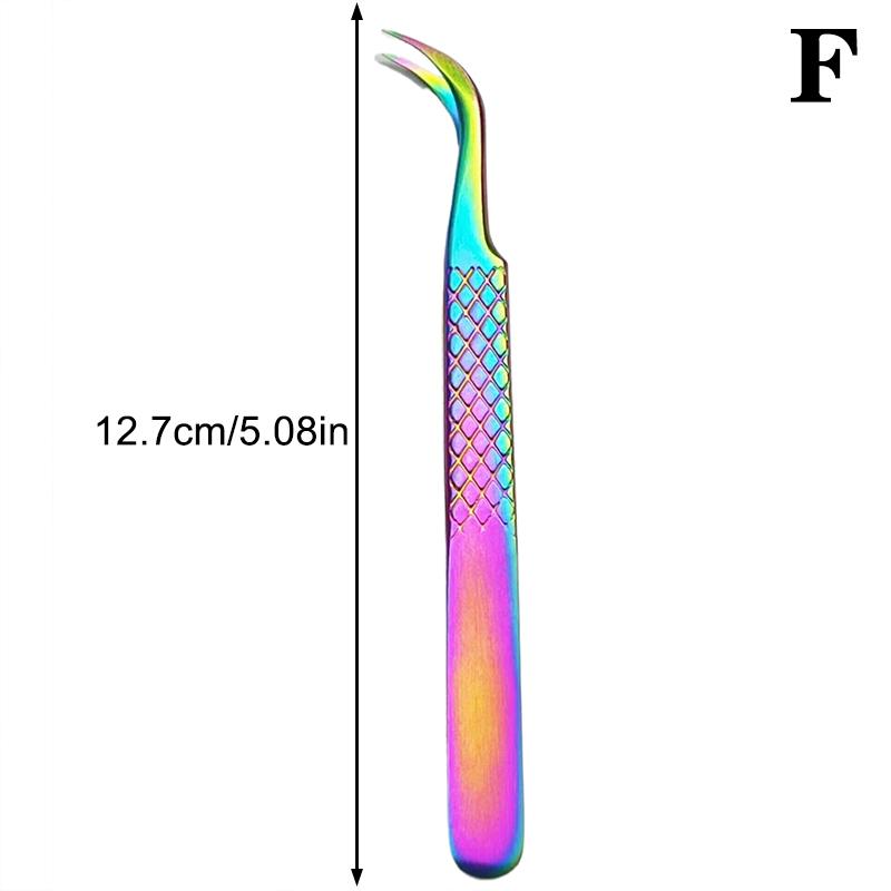False Eyelash Tweezers Colorful Stainless Steel High Precision Anti-static Eyelash Extension Tweezers Makeup Tools