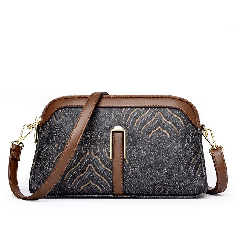 Fashion Printed Pattern Shoulder Bags For Women Luxurious Brand Double Zipper Small Crossbody Bag and Purse New Leather Handbags