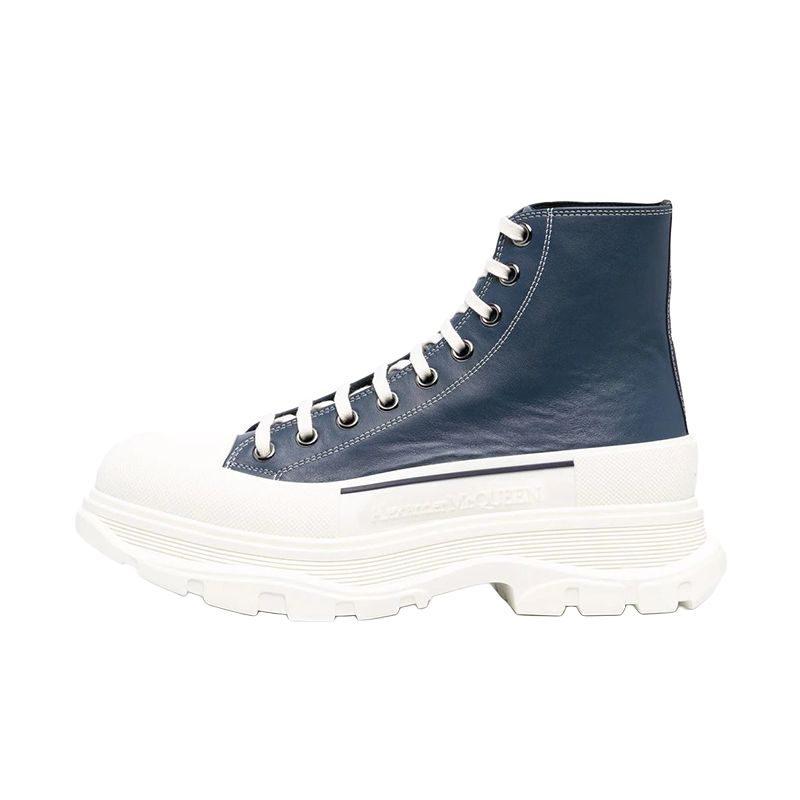 Alexander Mcqueen Tread Slick Lace Up Boot 'Navy Leather' 627206WIAM24456