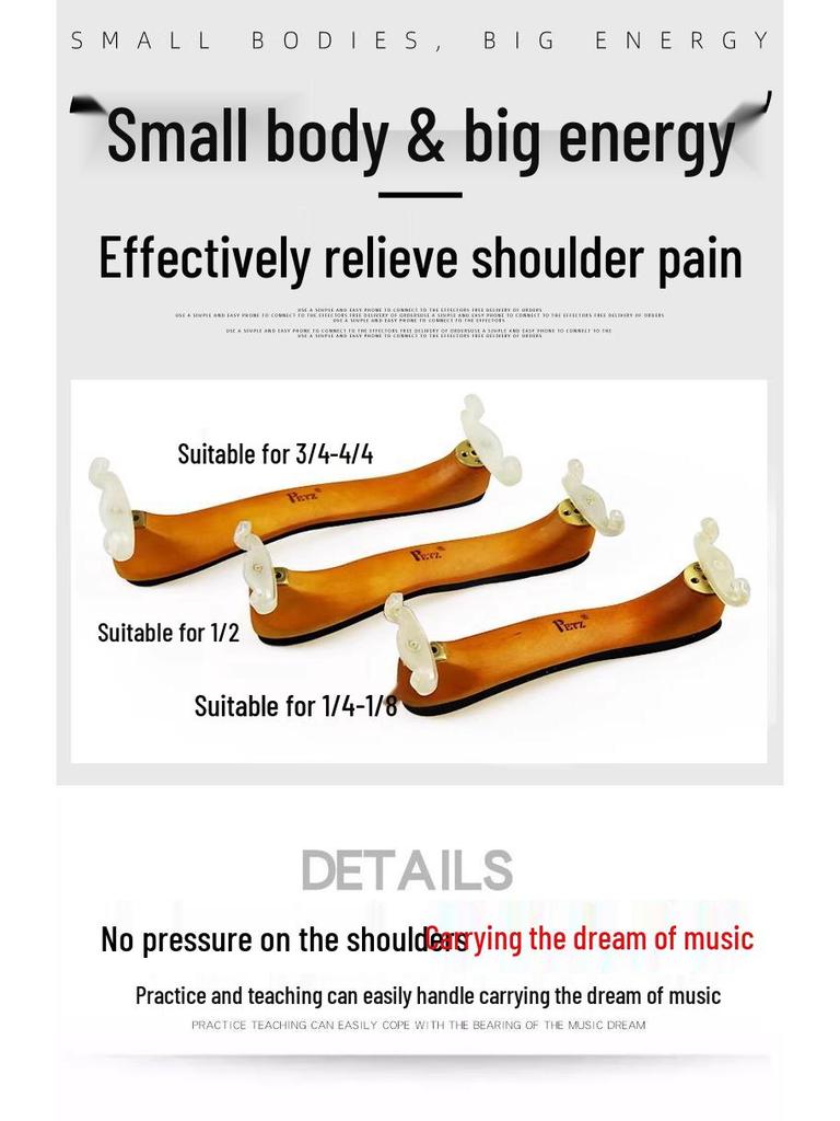 Petz Solid Wood Violin Shoulder Rest for 1/2 to 4/4 Sizes