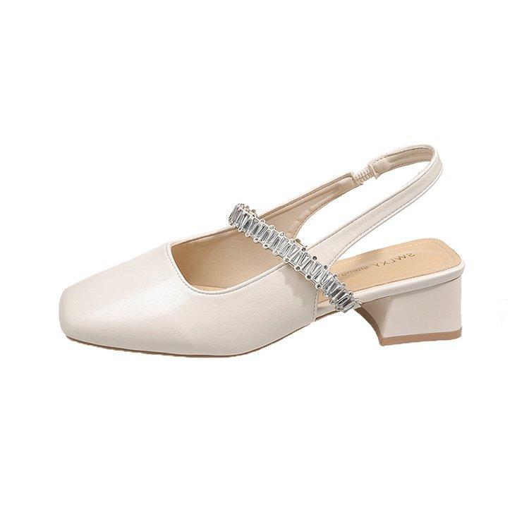 Beautiful Summer Skirt Square Heel Mary Jane Single Shoes New Bag Head Thick Heel High Heel Sandals Women