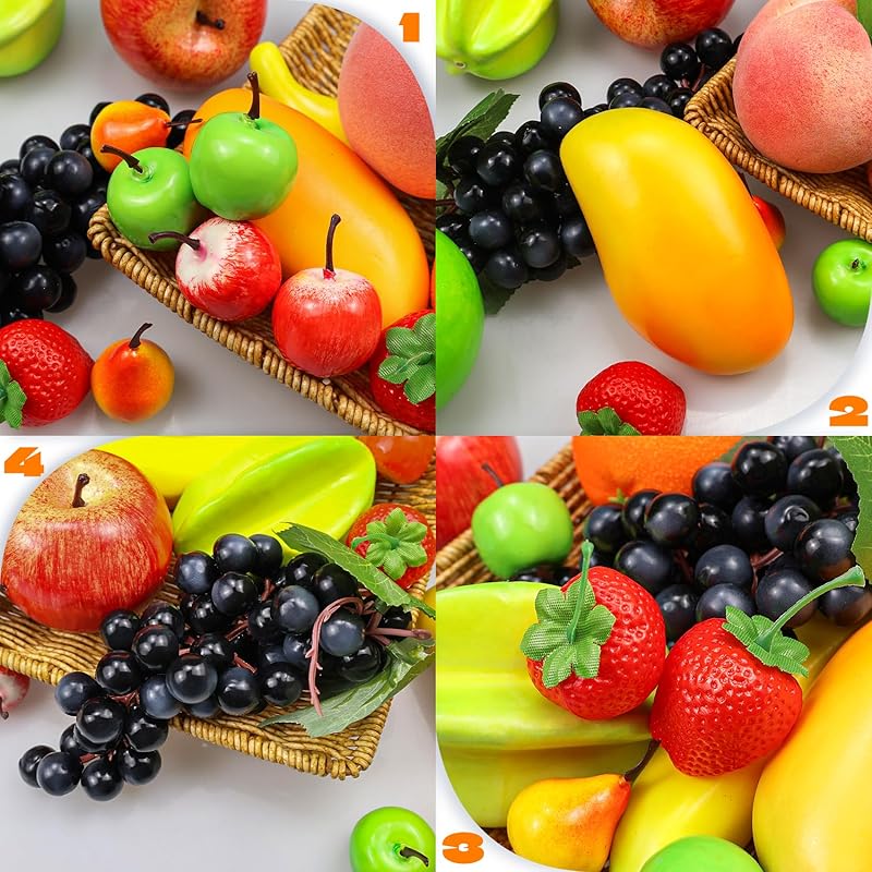 12 Kinds of Artificial Fruits Pack, 12 Different Fruits in One Set, Fake Fruits for Home Decor, Simulation Fruit Set, Pa