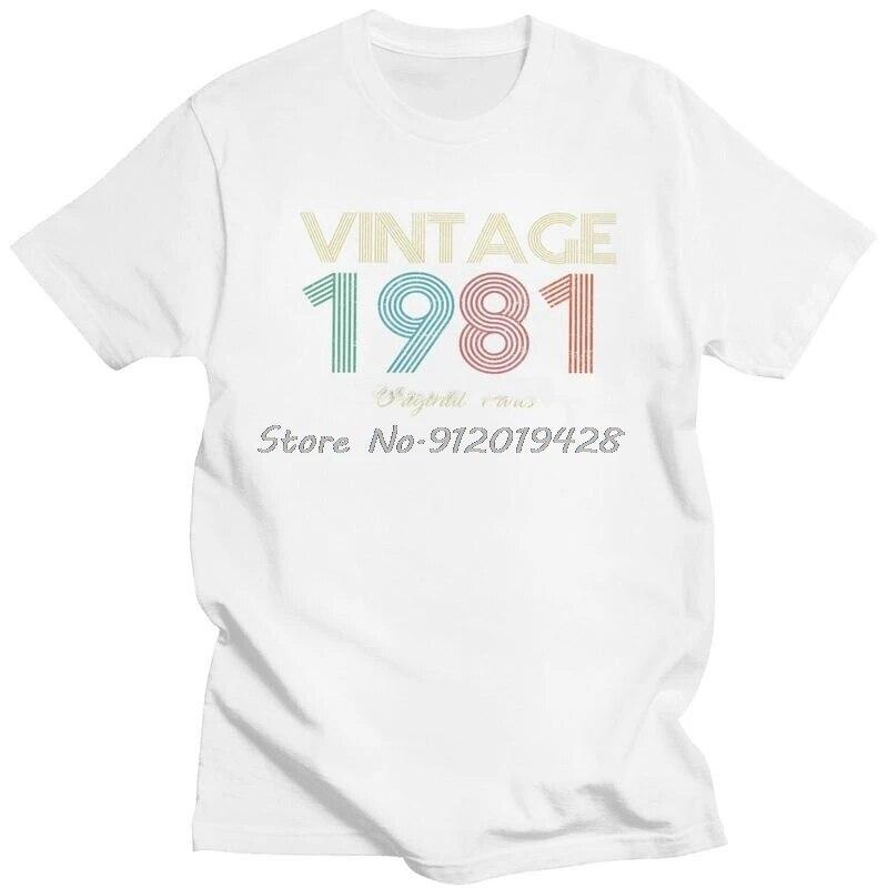 

Винтажная футболка с оригинальными деталями 1981 года, хлопковая футболка унисекс, повседневные футболки, футболка с короткими рукавами для дня рождения, хлопковая футболка оверсайз 3XL