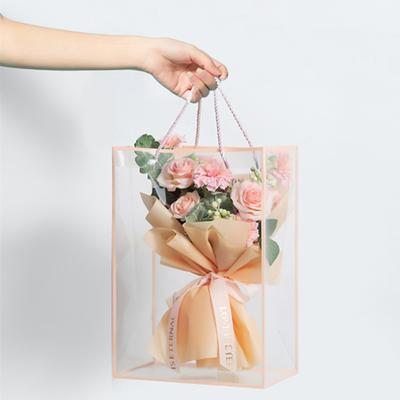 10pcs Transparent Plastic Gift Bag For Flowers Bouquet Wedding Festival Party Favors Packing Handbag Candy Box 35cmx15cmx24.5cm