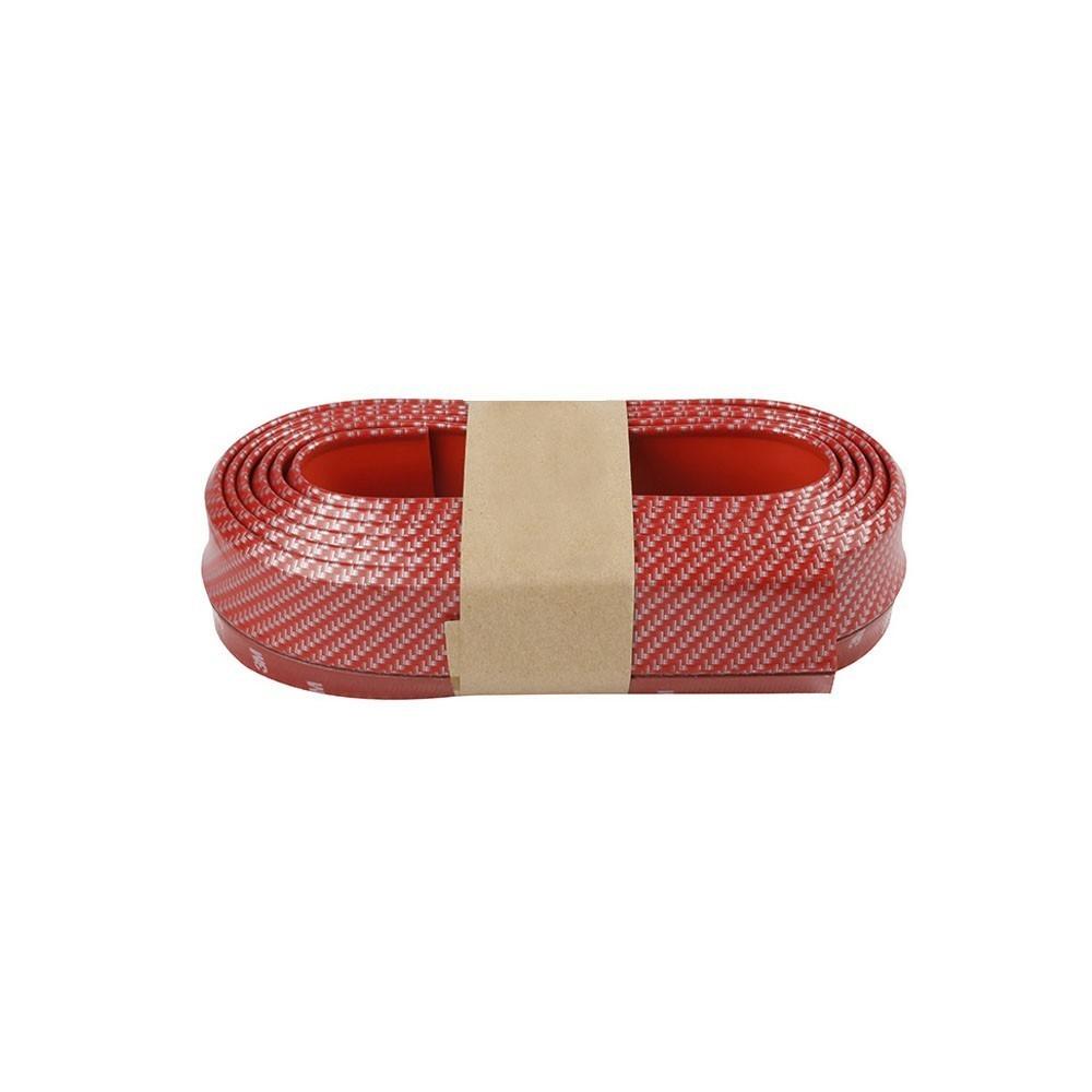 

8,2 фута/2,5 м автомобильный универсальный передний боковой бампер для губ из углеродного волокна, резиновая полоса, защита лопаты, спойлер для подбородка, юбка, безопасность красный