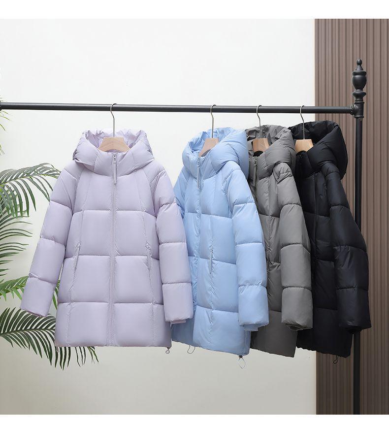 Beibei Cloud Light Luxury Hooded Down Jacket: Petite Mid-Length Puff Coat