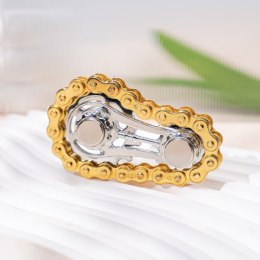 

Bike Chain Fidget Spinner, Silent CNC Stainless Steel Gear Desk Toy, Steampunk EDC Stress Relief for Adults Office золотий