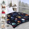 Kids Outer Space Astronaut Blanket, ABC Planet Blanket, Spaceship Rocket Blanket, Solar System Gift, Soft Flannel Blanket