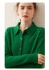 Women's Cashmere Polo Collar Knit Cardigan Sweater - Long Sleeve Lapel Knit Top