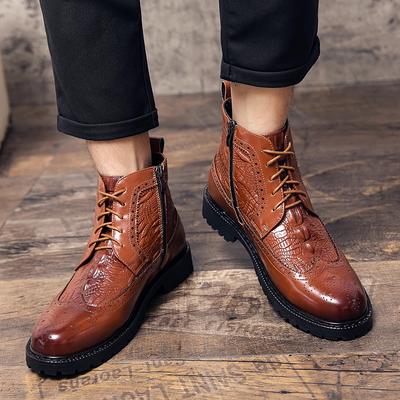 Mode Winter Luxus Leder Chelsea Boots Herren Brogue Lederstiefel Vintage Englisch Herren Sneaker Lässig Schnürung Mode Kurze Stiefel
