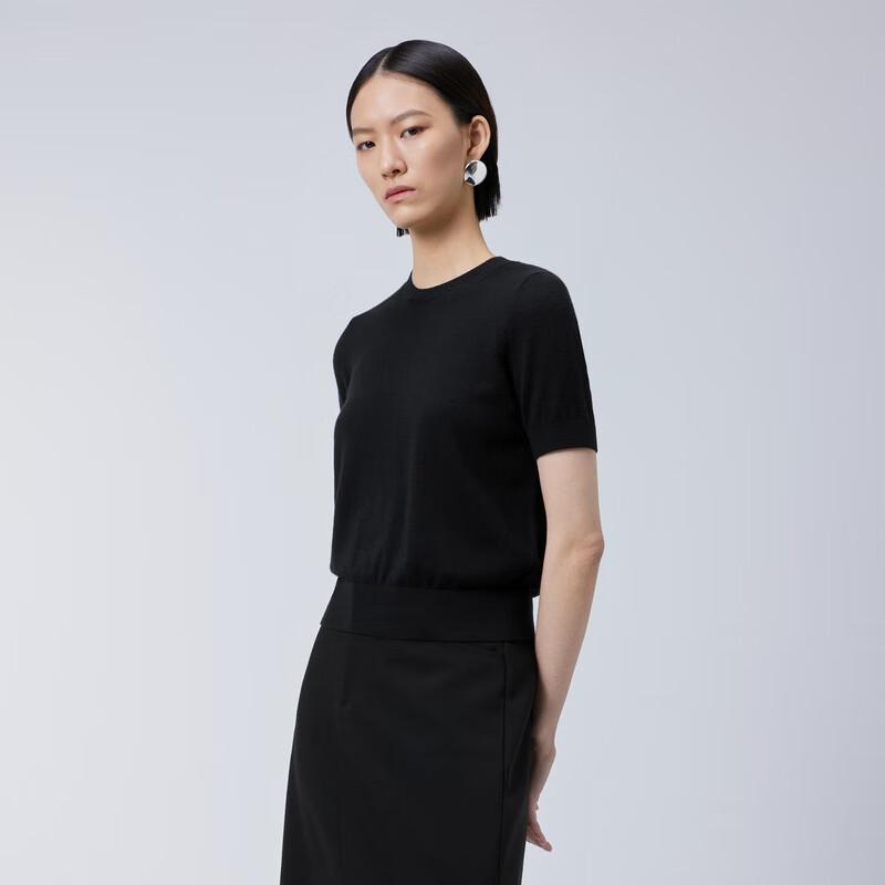 JNBY Women's 2024 Spring Cashmere Knit Short Sleeve Top