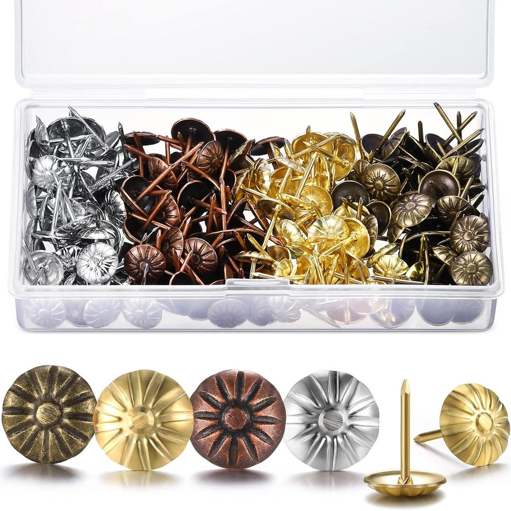 100pcs Diameter 11mm Wooden Jewelry Gift Wine Case Box Sofa Decorative Tack Stud Upholstery Tacks Nail Pushpin Doornail Box Pack