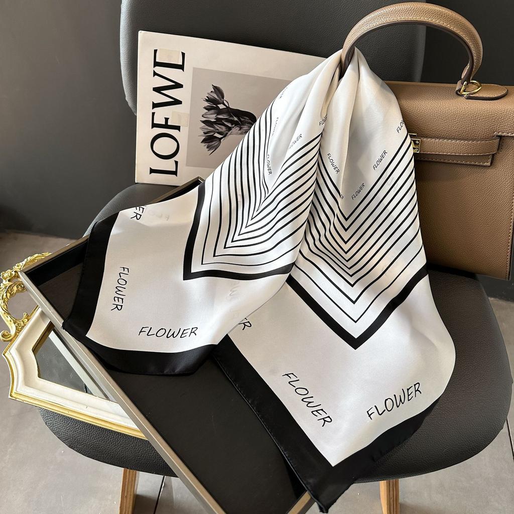 NEW Fashion Luxury Brand 70cm Silk Square Scarf Women Satin Shawl Wrap Hijab Echarpe Neck Tie Female Hair Bandana Headkerchief