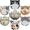 Cat Pattern Rhinestone Coaster Including Stand 6 Pieces Set Handmade Placemats Non-slip Crystal Artificial Diamond