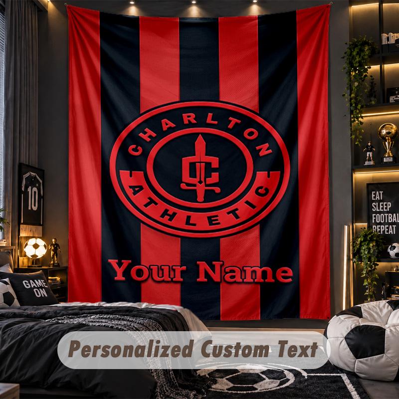 TapestryCharlton Athletic Custom Name Text Personalized Wall Hanging Tapestry Home Wall Decor