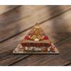 Natural Orgone Gomti Chakra Shree Yantra Pyramid with with Red & White Chirmi Seeds for Wealth, Prosperity, Success
