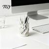 Desk Pen Organizer Flame Shape Holder, 3D Printed Hollow Pencil Cup, Modern Home Office Decor Decorative Desktop for Makeup Brush, Office, School