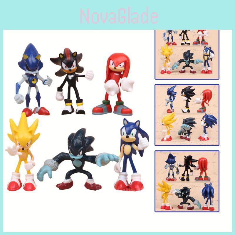 Cute Sonic The Hedgehog Dolls Colorful Pvc Toys For Cake Decoration