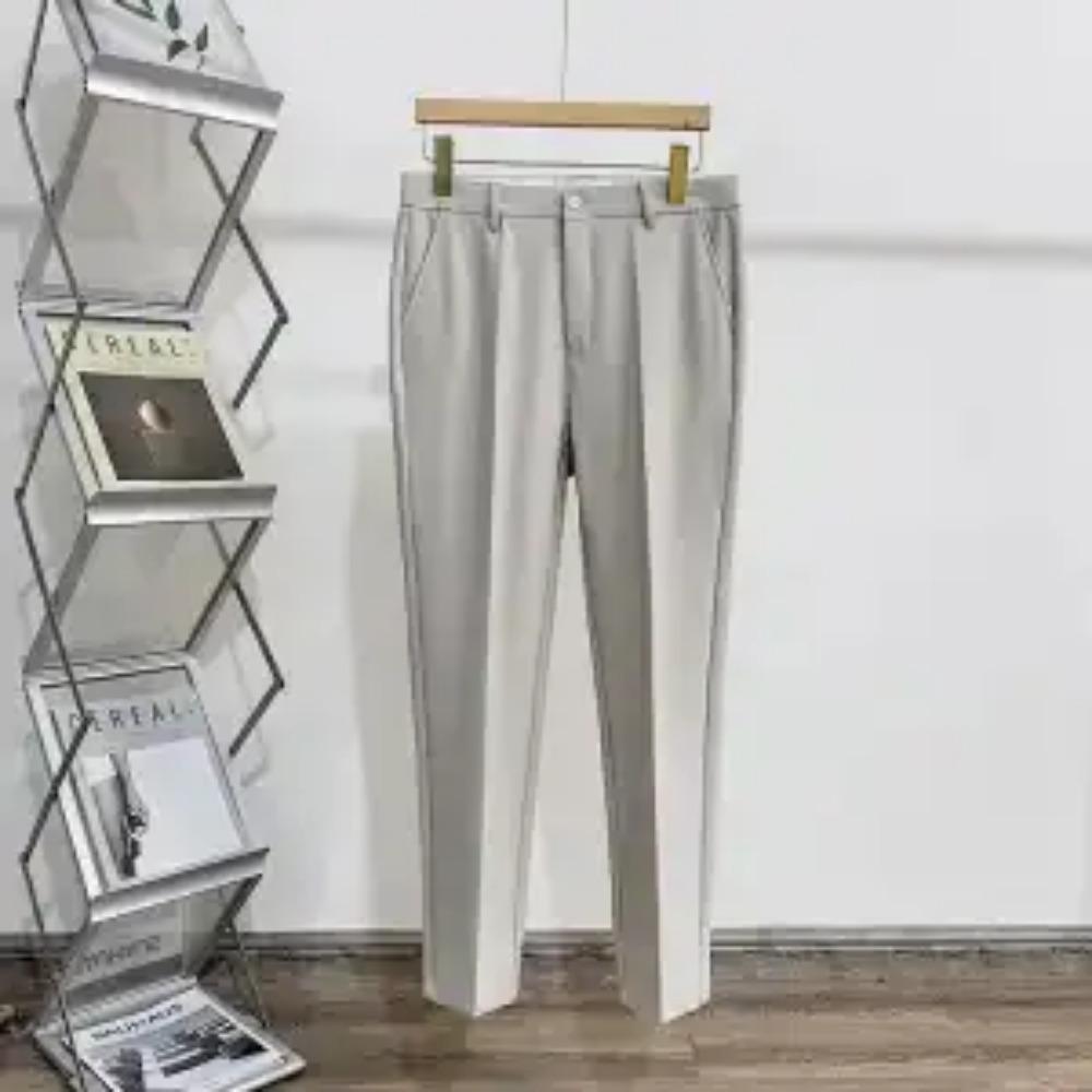 Spring and Autumn Korean Edition British Business Casual High Waist Button Straight Fit Solid Color Nine Split Suit Pants