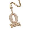 Hip Hop Copper Studded with Diamond Letters Pendant Personality Trend Fried Dough Twists Necklace Men's Fashion Jewelry